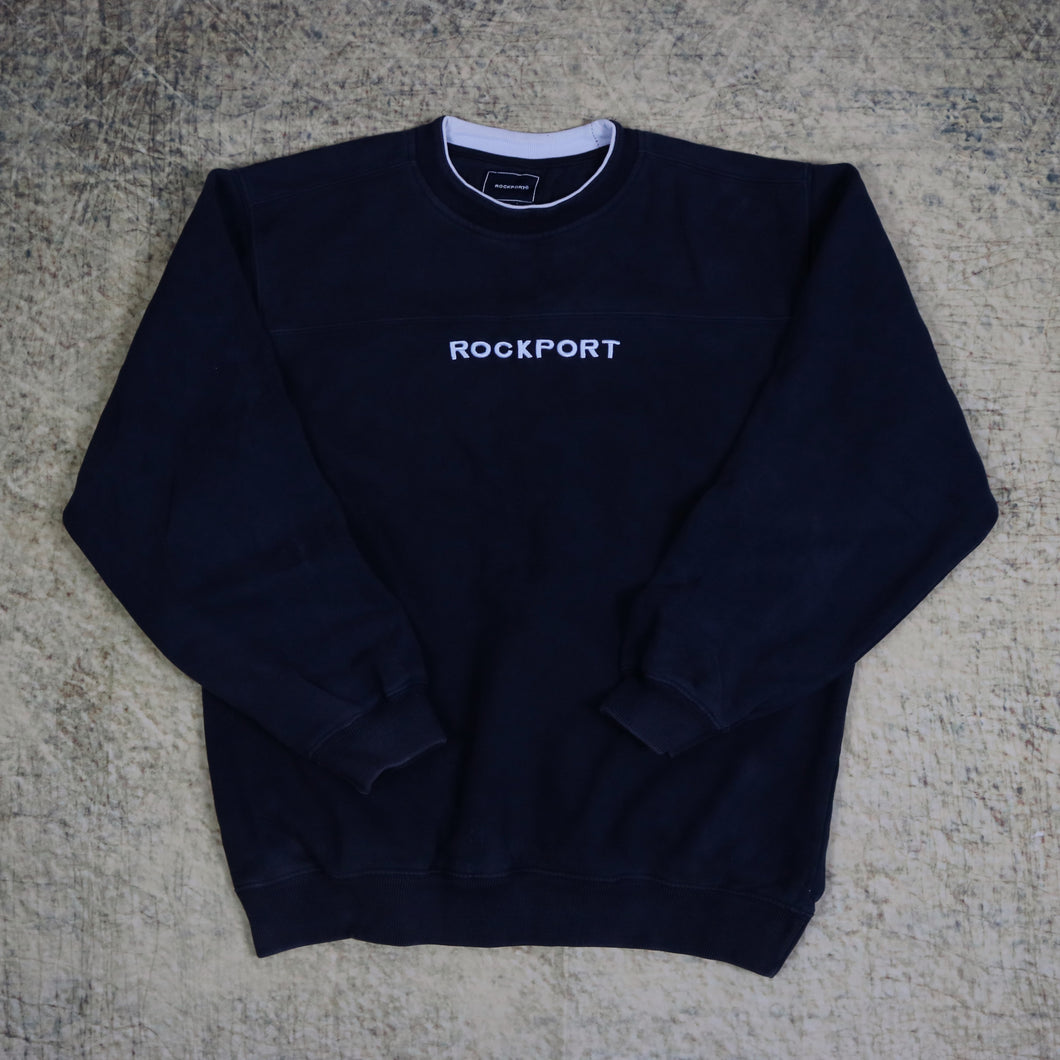 Vintage 90's Navy & Baby Blue Rockport Spell Out Sweatshirt | Small