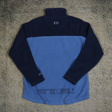 Load image into Gallery viewer, Vintage 90&#39;s Baby Blue &amp; Navy Animal 1/4 Zip Fleece Sweatshirt | Small
