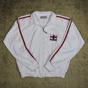 Vintage 90's White & Red Lambretta England Track Jacket | Small