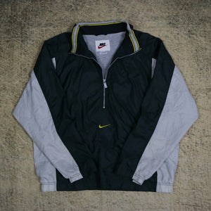 Vintage 90's Forest Green & Grey Nike Half Zip Windbreaker Jacket | XL