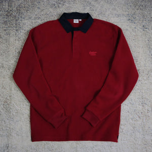 Vintage 90's Red Cotton Traders Fleece Polo Sweatshirt | Medium