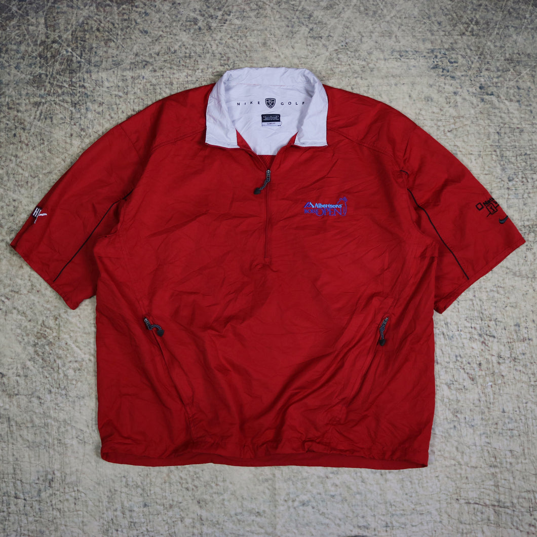 Vintage 90's Red & Cream Nike Golf Half Zip Windbreaker T Shirt | XL
