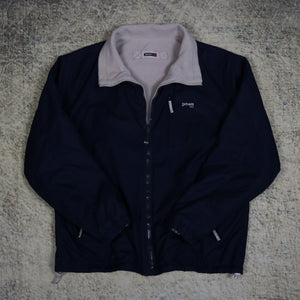 Vintage 90's Navy & Beige Schott NYC Reversible Fleece Jacket | XL