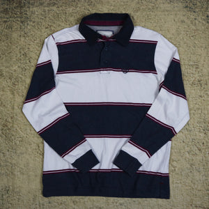 Vintage White, Navy & Purple Striped Atlantic Bay Rugby Sweatshirt | Small
