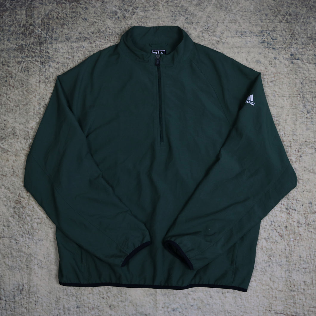 Vintage 90's Forest Green Adidas Half Zip Windbreaker Jacket | XL