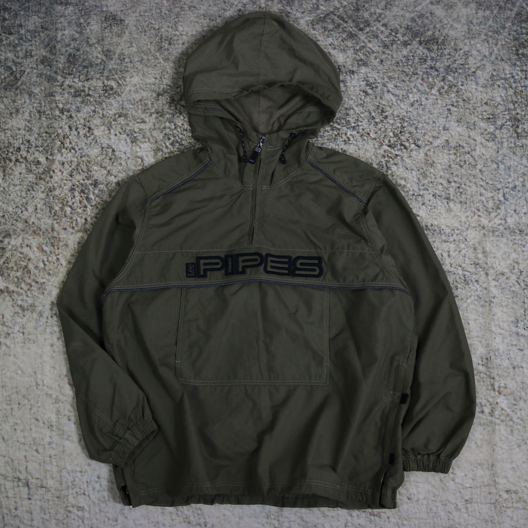 Vintage 90's Khaki Lee Pipes 1/4 Zip Cagoule Jacket | XS