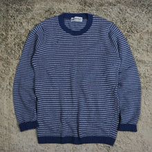 Load image into Gallery viewer, Vintage 90&#39;s Blue &amp; White Stag And Hart Striped Jumper | Small
