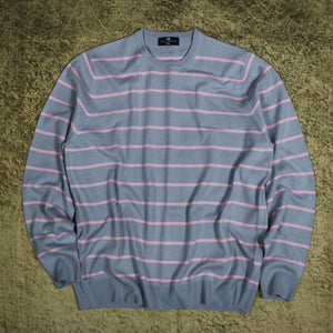 Vintage Baby Blue & Pink Striped Blue Harbour Jumper | Large