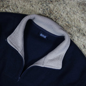 Vintage 90's Navy & Beige 1/4 Zip Fleece Sweatshirt | Small
