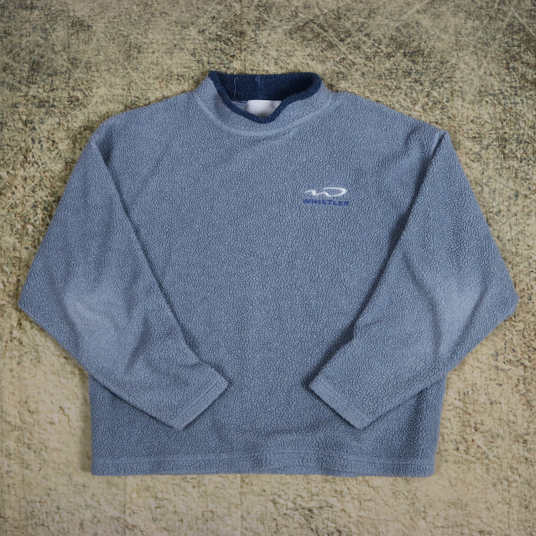 Vintage 90's Baby Blue Campus Whistler Sherpa Fleece Sweatshirt | Small