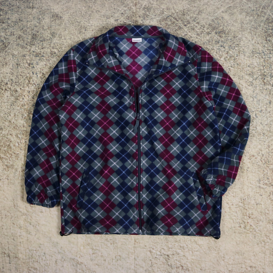 Vintage 90's Damart Checkered Fleece Jacket | Medium