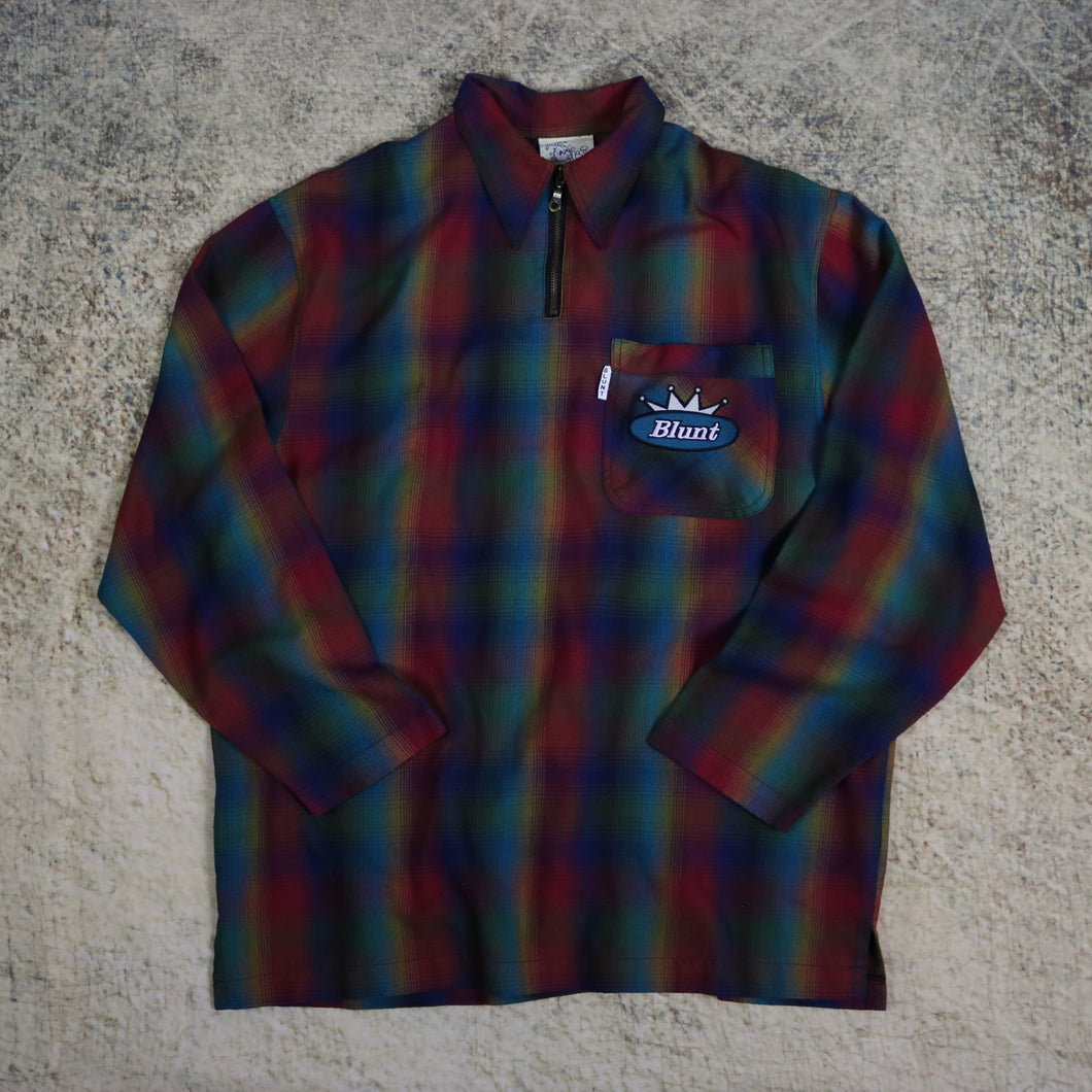 Vintage 90's Tartan Blunt 1/4 Zip Sweatshirt | XXL