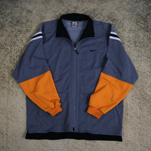 Vintage 90's Grey & Orange Nike Track Jacket | XXL