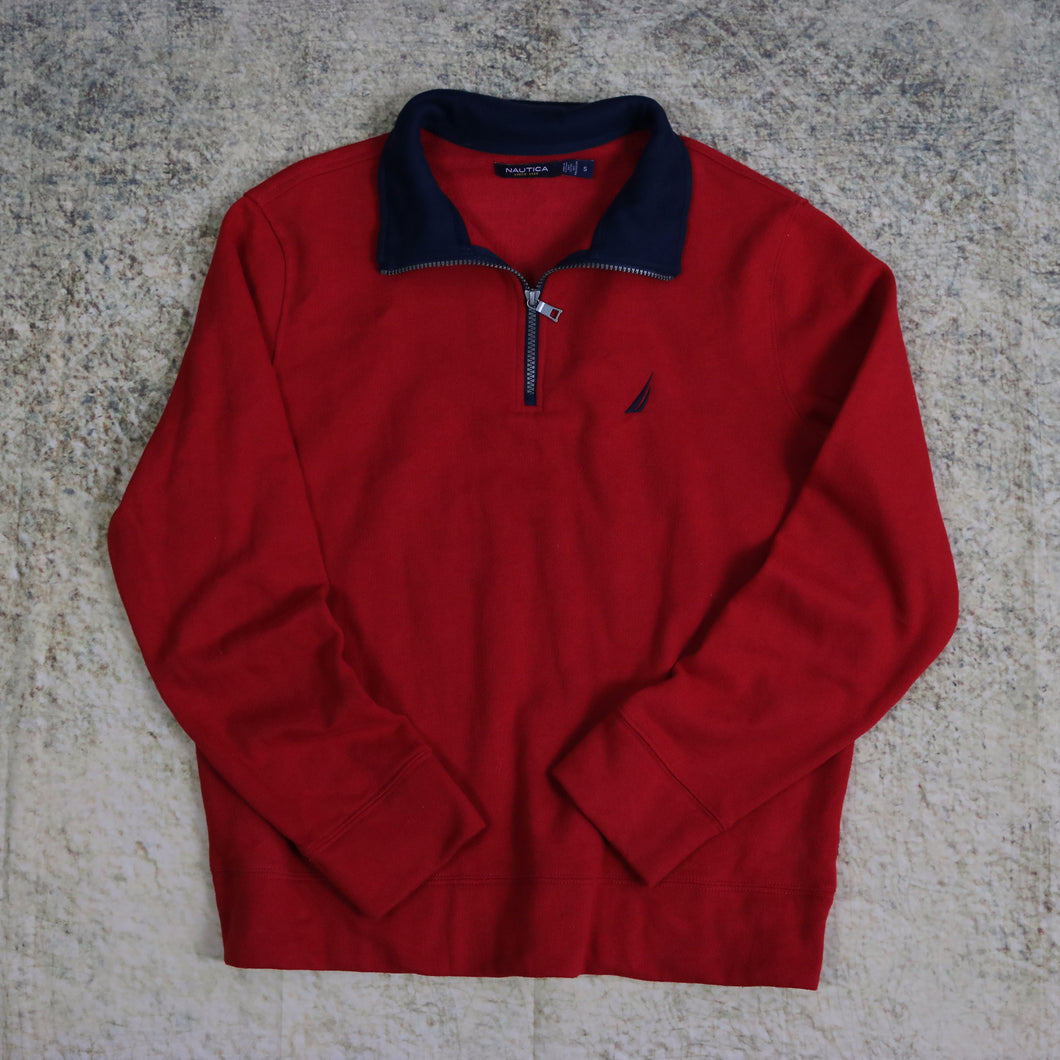 Vintage 90's Red Nautica 1/4 Zip Sweatshirt | Small