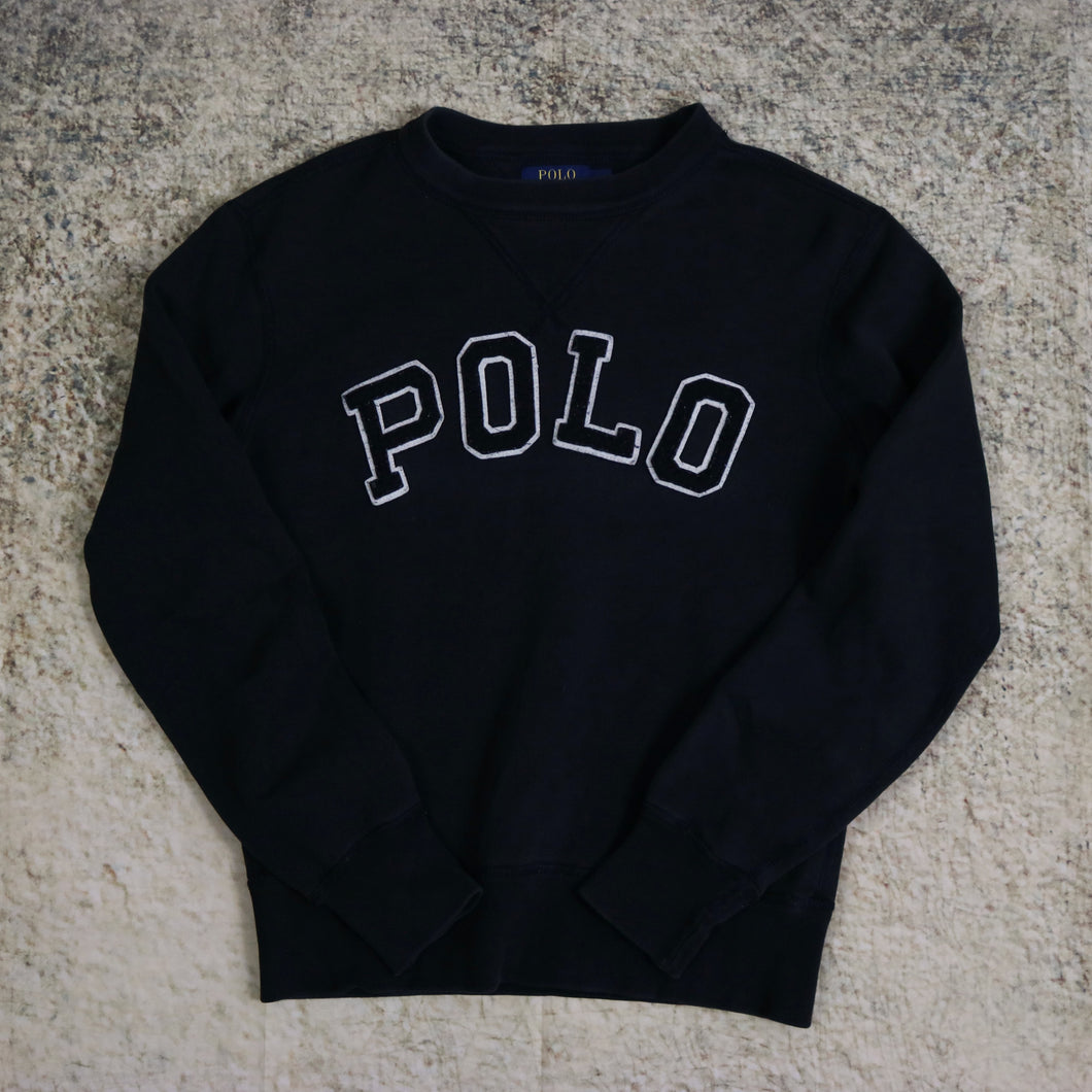 Vintage 90's Black Ralph Lauren Polo Spell Out Sweatshirt | XS