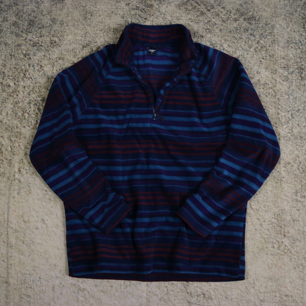 Vintage 90's Multicoloured Cotton Traders 1/4 Zip Fleece Sweatshirt | Medium