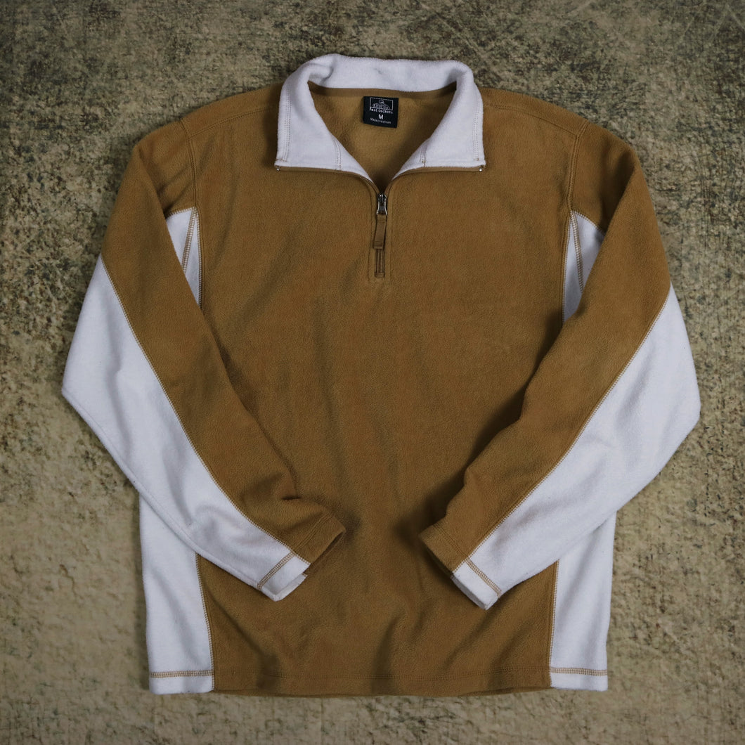 Vintage 90's Brown & White Foot Locker 1/4 Zip Fleece Sweatshirt | Medium