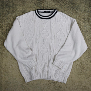 Vintage 90's Cream St Michael Cable Knit Jumper | Large