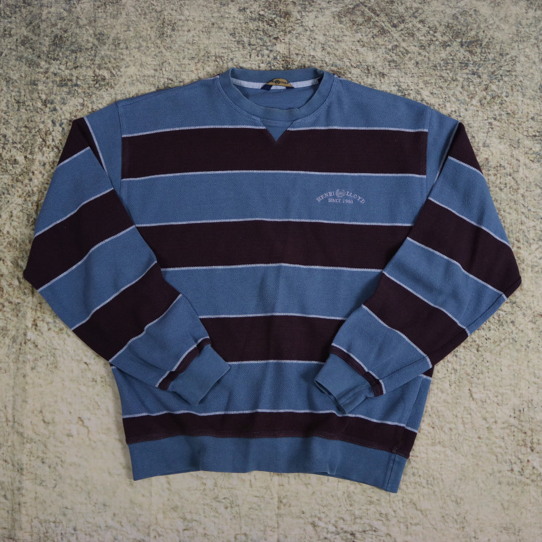Vintage 90's Teal & Brown Striped Henri Lloyd Sweatshirt | XS