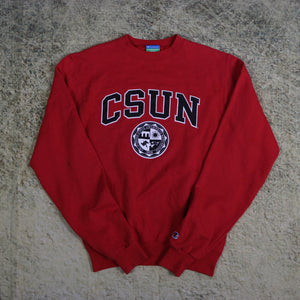 Vintage 90's Red California State University Champion Sweatshirt | XS