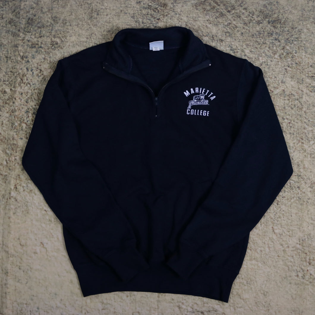 Vintage 90's Navy Marietta College Champion 1/4 Zip Sweatshirt | Small