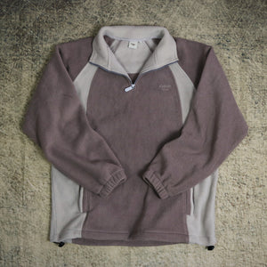 Vintage 90's Brown & Beige Cotton Traders 1/4 Zip Fleece Sweatshirt | XL