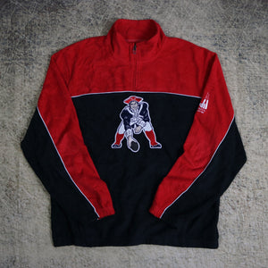 Vintage 90's Red & Black New England Patriots Reebok 1/4 Zip Fleece Sweatshirt | XL