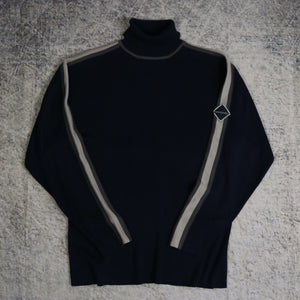 Vintage 90's Black Lambretta Ribbed Turtle Neck Jumper | Medium