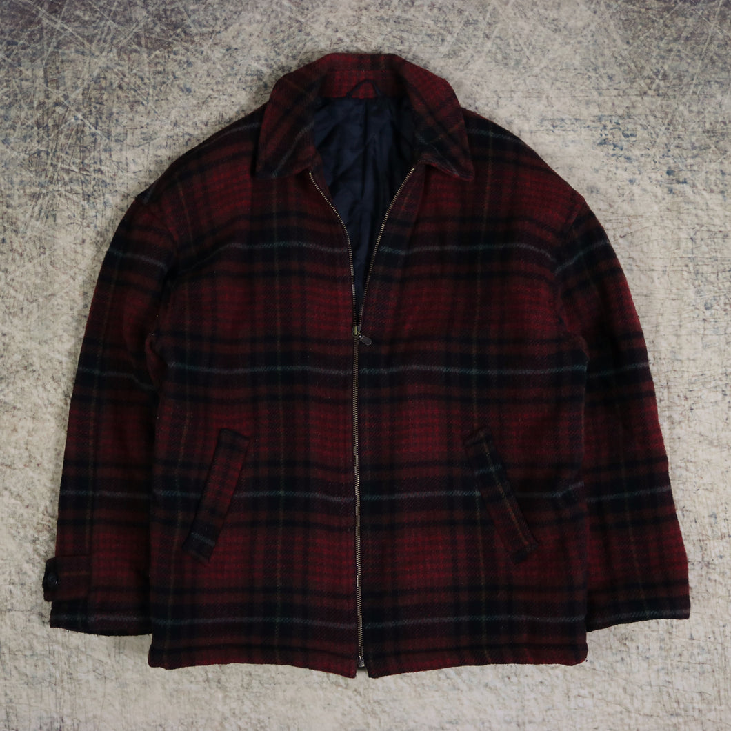 Vintage 90's Red Tartan Casual Club Work Jacket | Large