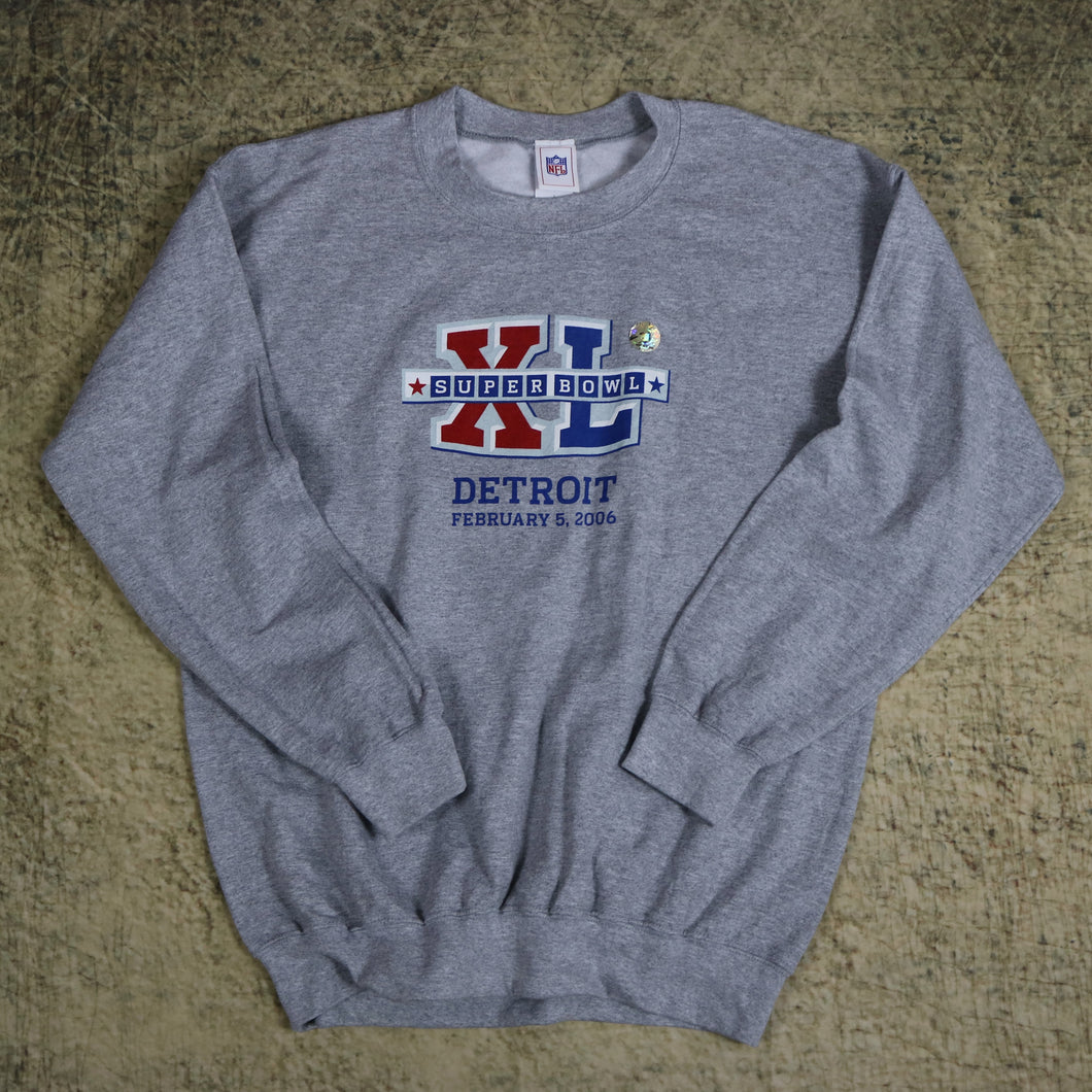 Vintage Grey NFL Super Bowl XL Sweatshirt | Large
