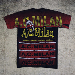 Vintage 90's Red & Black AC Milan Football T Shirt | Small