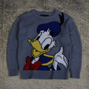 Vintage 90's Dark Grey Donald Duck Jumper | Small