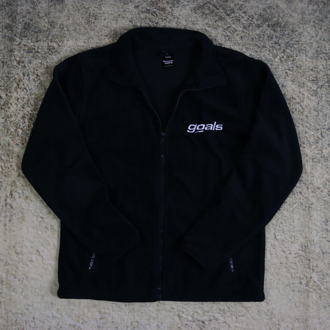 Vintage 90's Black Results Goals Fleece Jacket | Small