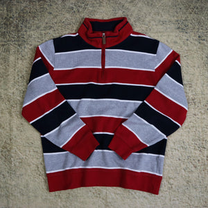 Vintage 90's Striped Christian Berg 1/4 Zip Sweatshirt | Medium