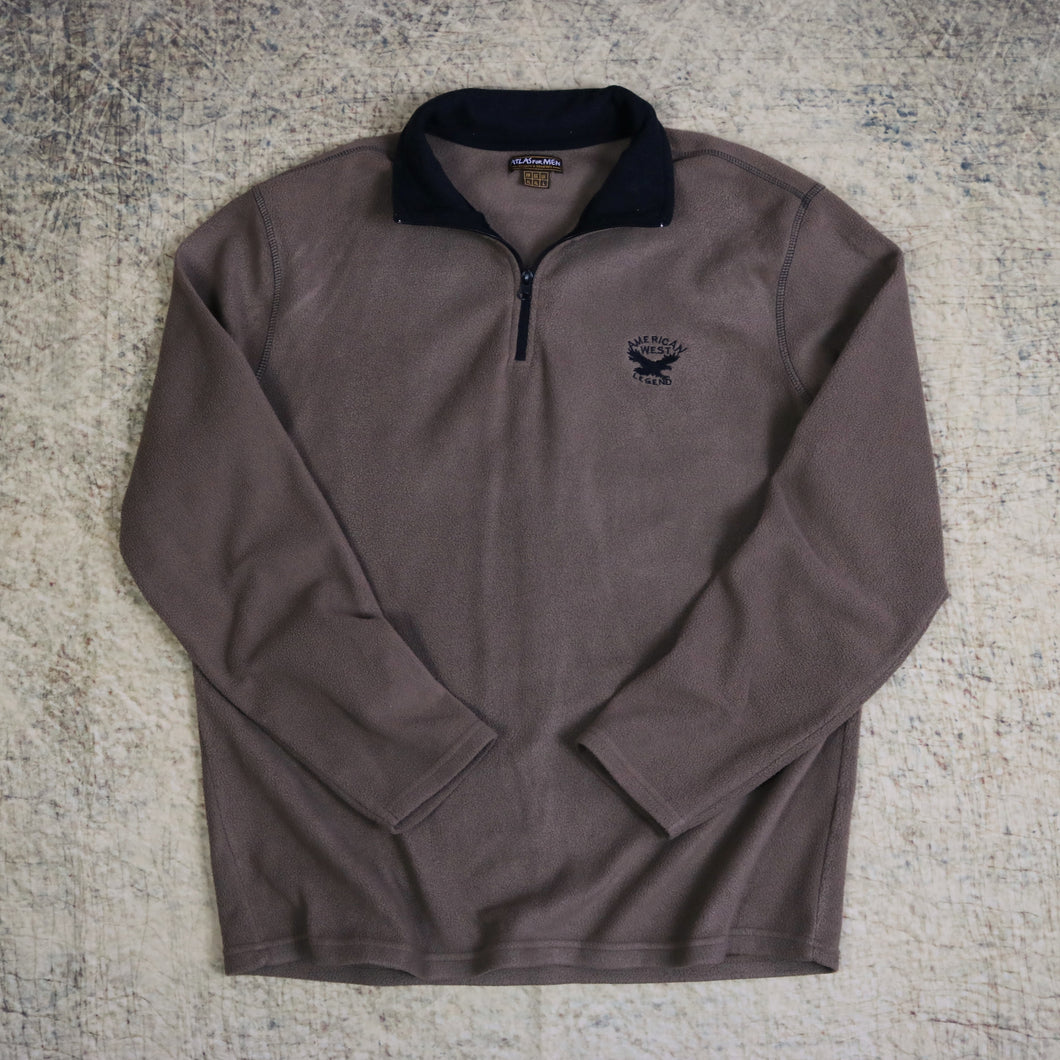 Vintage 90's Brown American West Legend 1/4 Zip Fleece Sweatshirt | Large