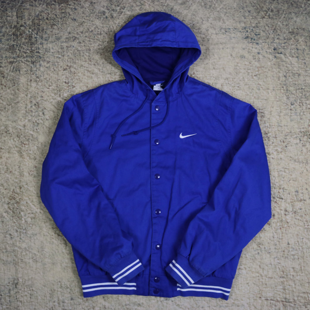 Vintage 90's Blue Nike Hooded Bomber Jacket | Small