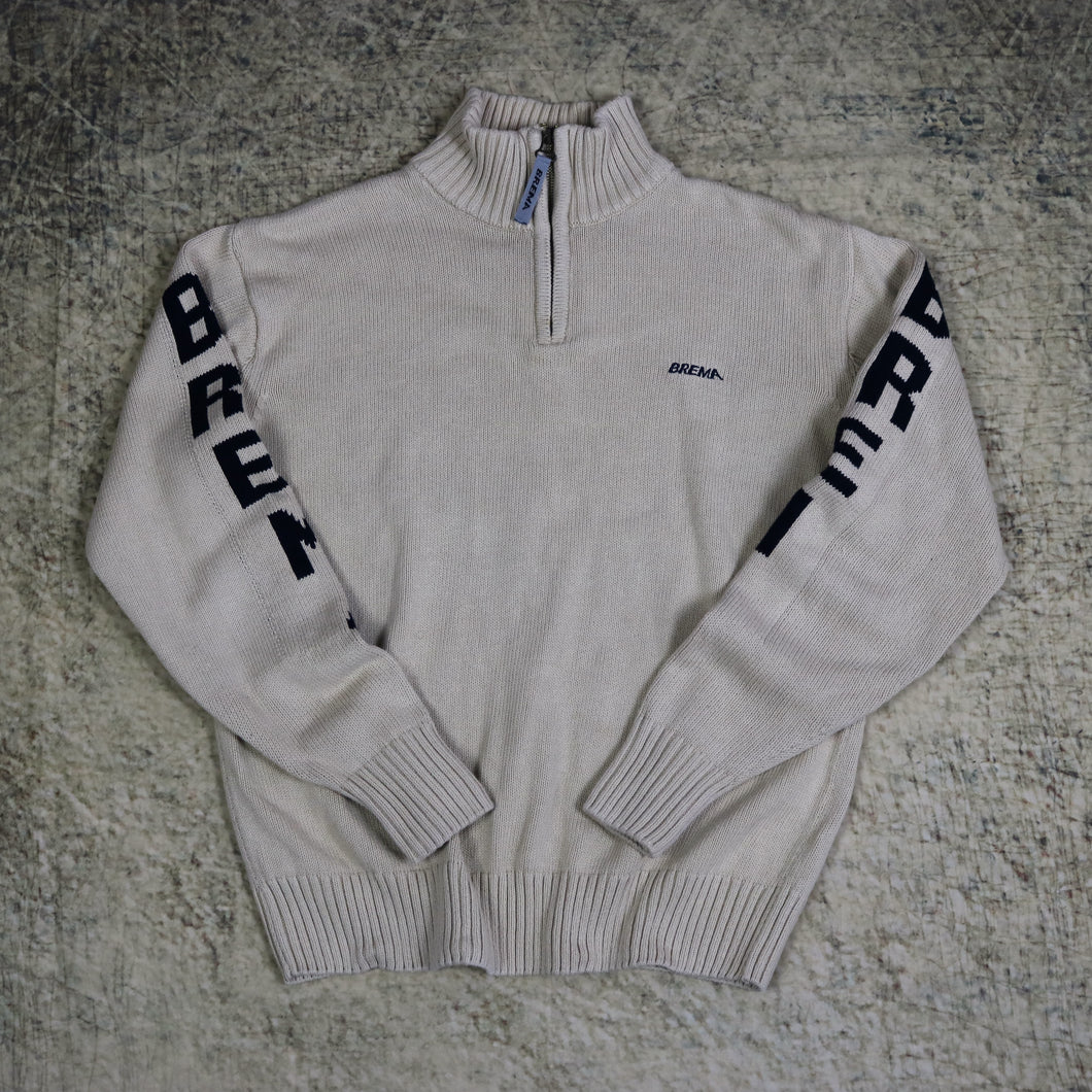 Vintage 90's Beige Brema 1/4 Zip Jumper | Small