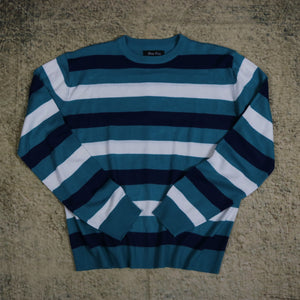 Vintage 90's Striped Blue Fire Jumper | Medium
