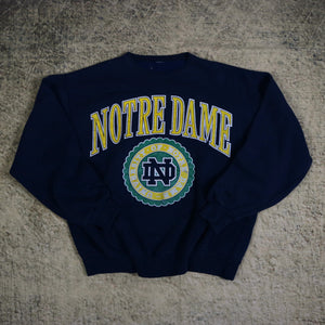 Vintage 90's Navy University Of Notre Dame Sweatshirt | Large