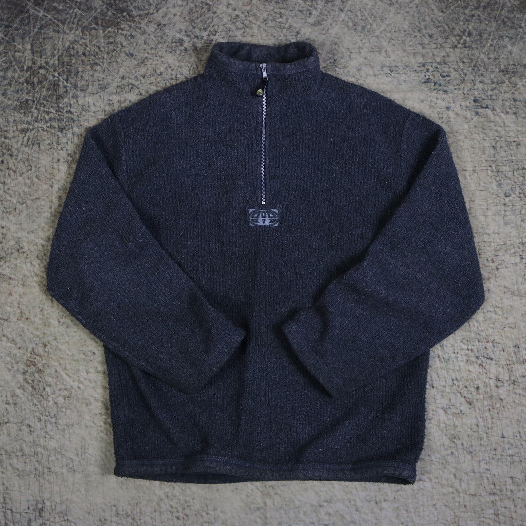 Vintage 90's Dark Grey Animal 1/4 Zip Fleece Sweatshirt | Large