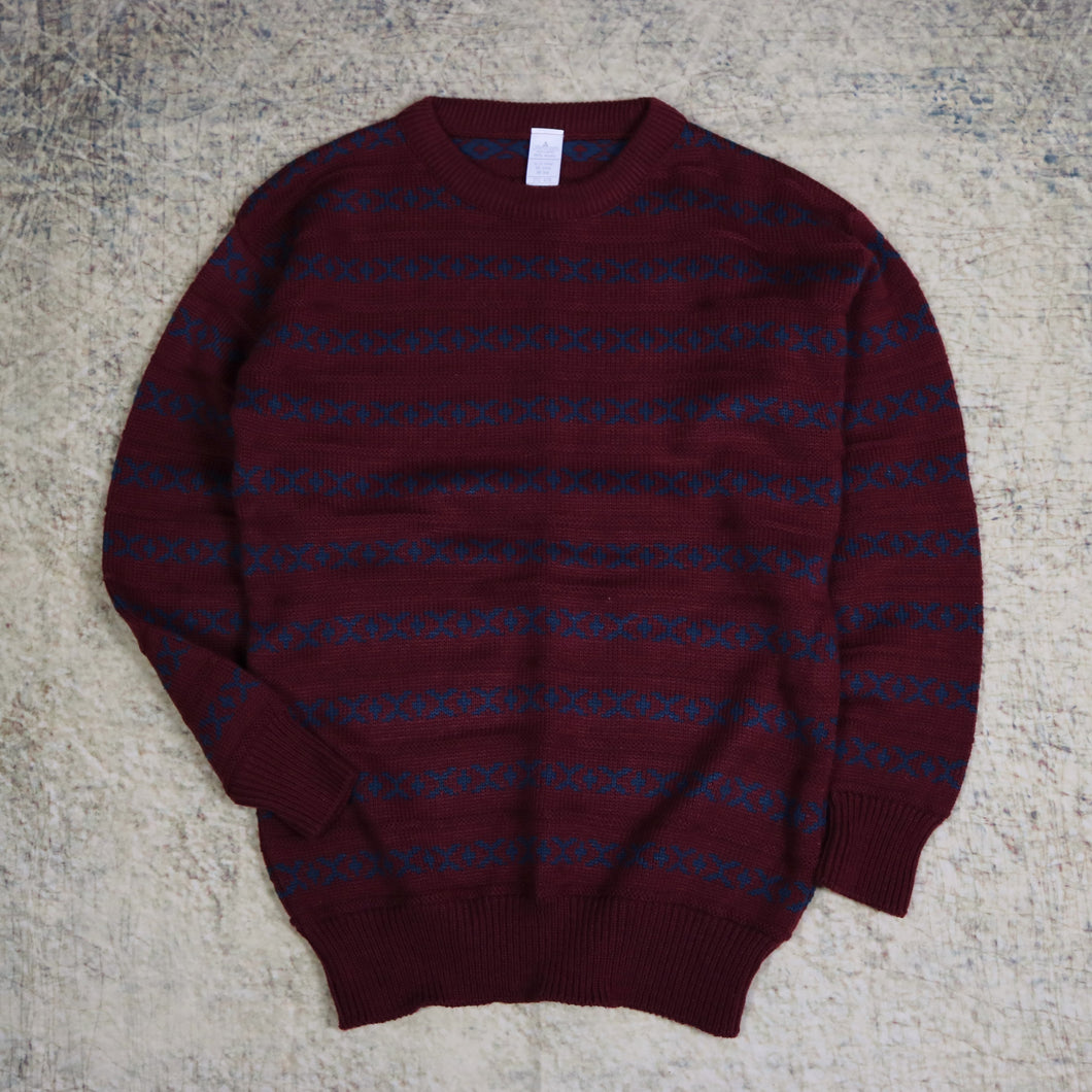 Vintage 90's Burgundy Striped Littlewoods Jumper | Small