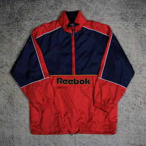 Vintage 90's Red & Navy Reebok Half Zip Windbreaker Jacket | Small