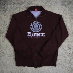 Vintage 90's Burgundy Element Skateboards Zip Up Sweatshirt | Small