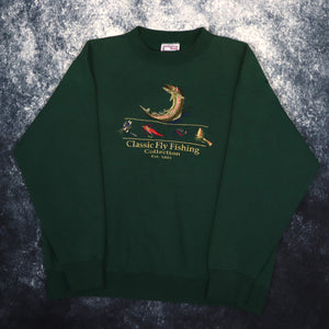 Vintage 90's Forest Green Classic Fly Fishing Sweatshirt | XL