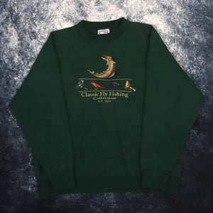 Vintage 90's Forest Green Classic Fly Fishing Sweatshirt | XL