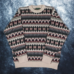Vintage 90s Abstract Grandad Jumper | Large