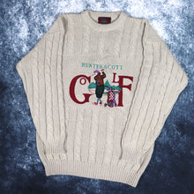 Load image into Gallery viewer, Vintage 90s Beige Hunter Scott Golf Cable Knit Jumper | Large

