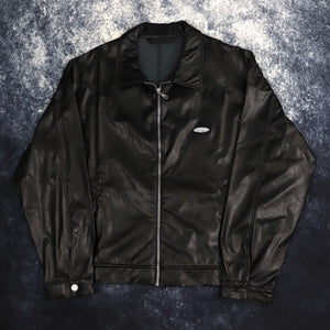 Vintage 90s Black Jet Jeans Faux Leather Jacket | Large