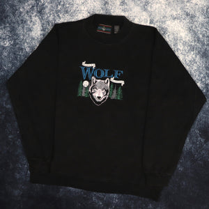 Vintage 90s Black Lone Wolf Lodge Sweatshirt | Medium