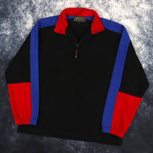 Load image into Gallery viewer, Vintage 90s Black, Red &amp; Blue Colour Block 1/4 Zip Fleece Sweatshirt | Large
